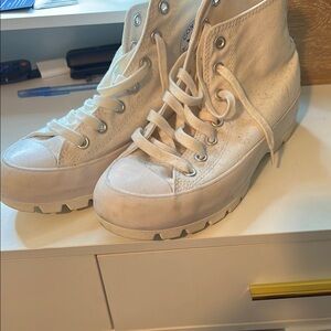 Converse White High-Top Sneakers with Canvas Upper and Rugged Sole